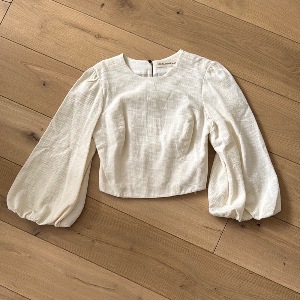 Mara Hoffman White Puff Sleeve Blouse